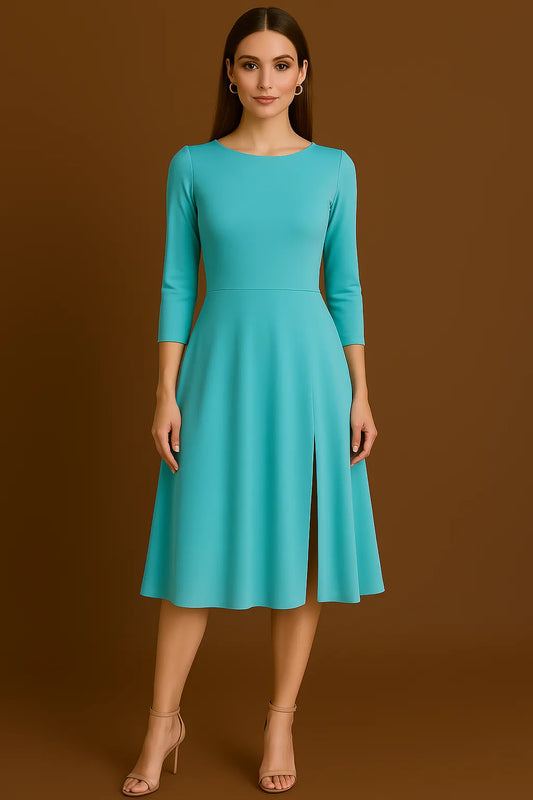 Exclusive stretch jersey tango dress with silk back insert