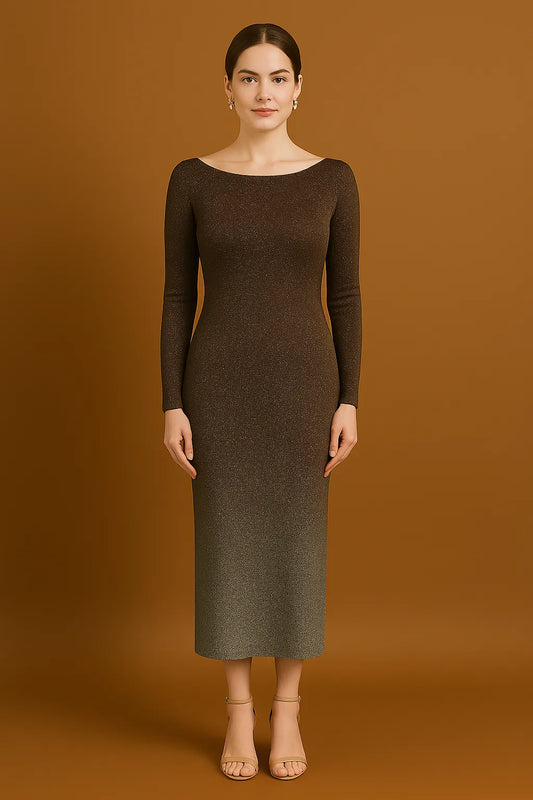 Elegant stretch jersey tango dress with back slit