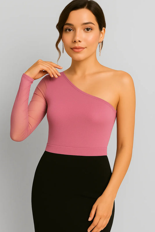 Asymmetrisches Tango-Top mit transparenten Ärmeln