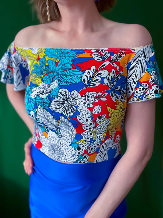 Floral tango tube top in silky jersey - one of a kind