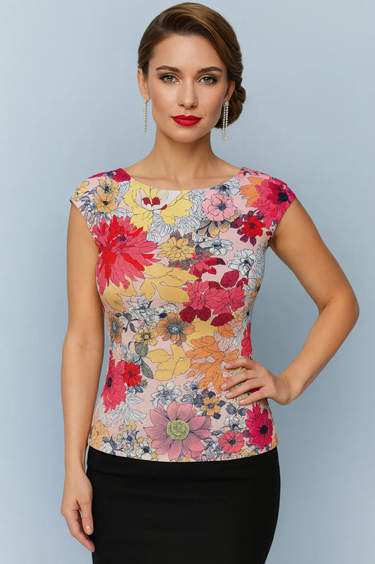 Floral jersey tango top