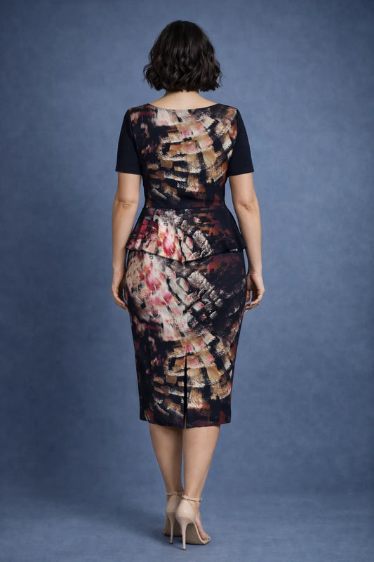 Tango-Set aus Viskose – Peplum-Top und Bleistiftrock