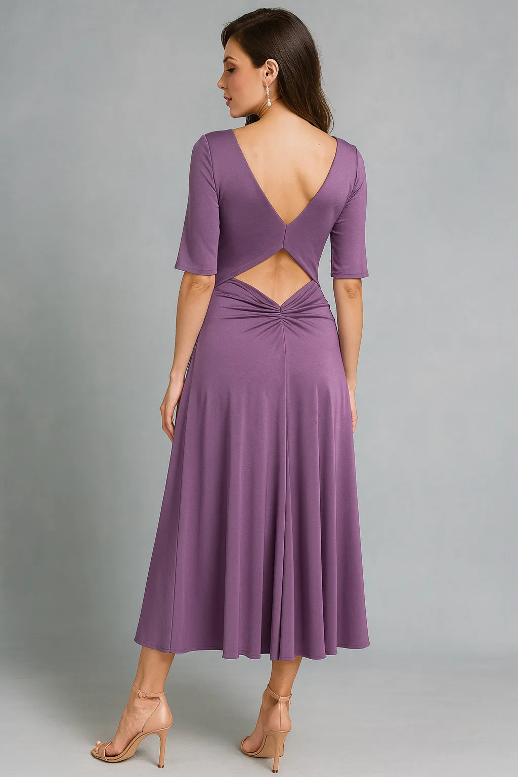 Purple jersey tango dress with sparkling embroidery