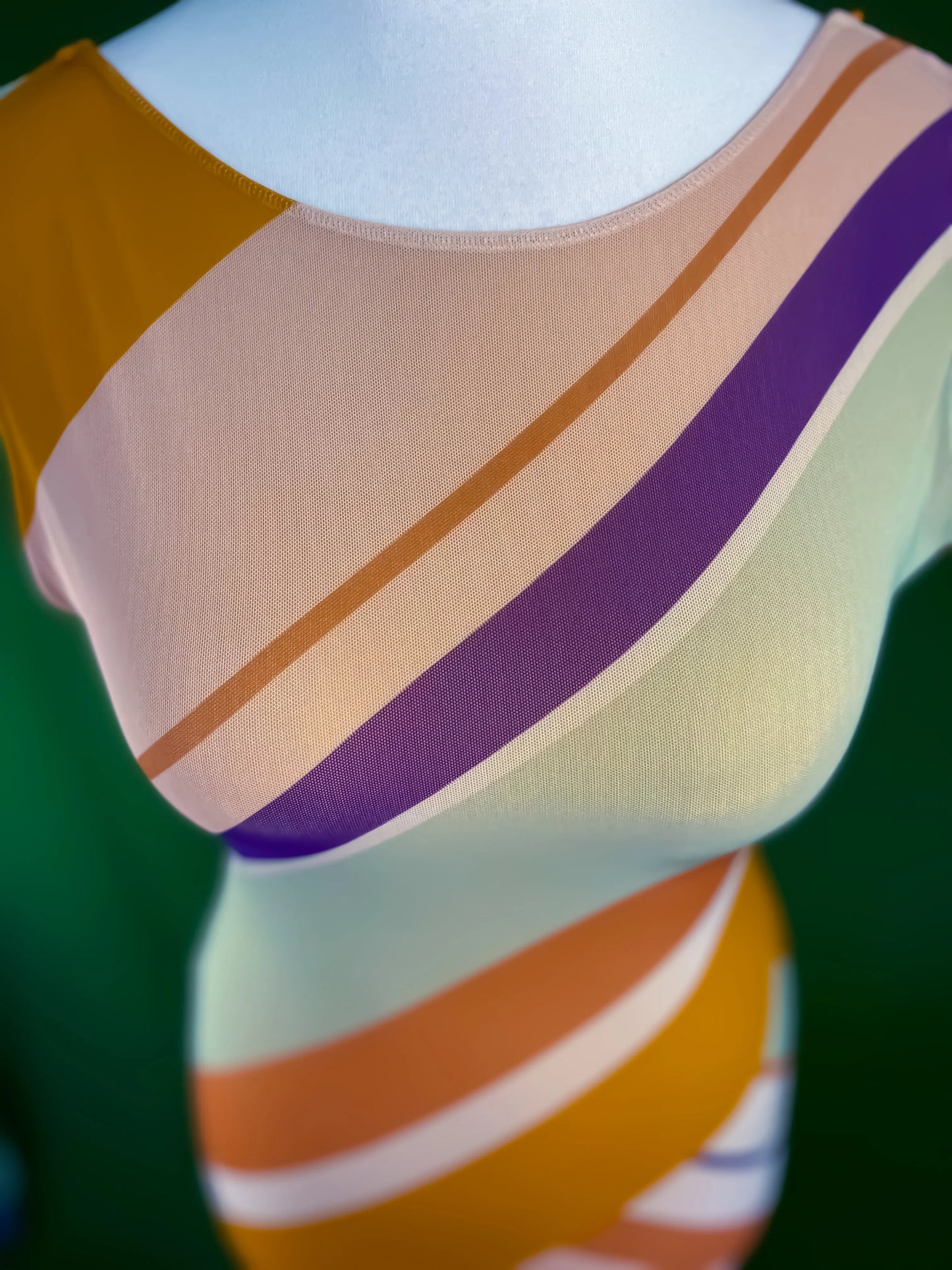 Elegant mesh tango dress with open back and beige lining