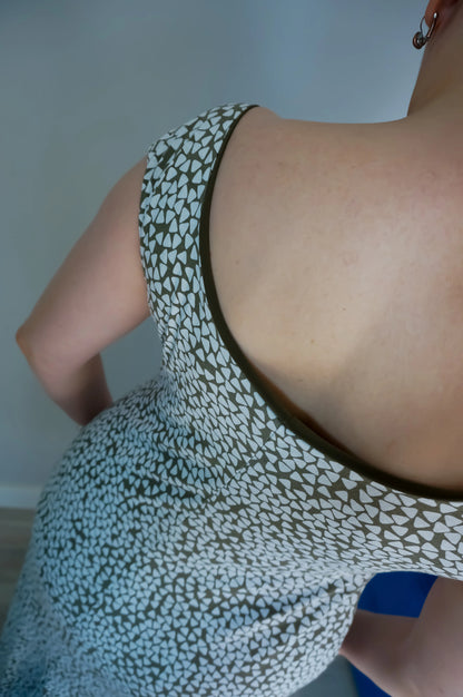 Reversible a-line tango dress with delicate print