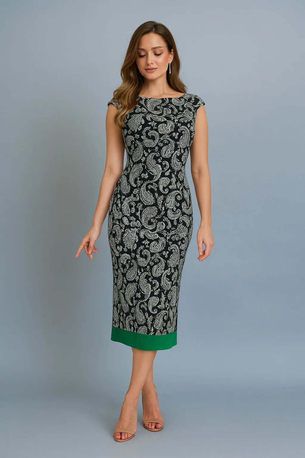 Chic open-back jersey tango dress with contrast hem