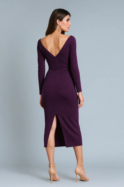 Shimmering jersey tango dress with V-back and front slit