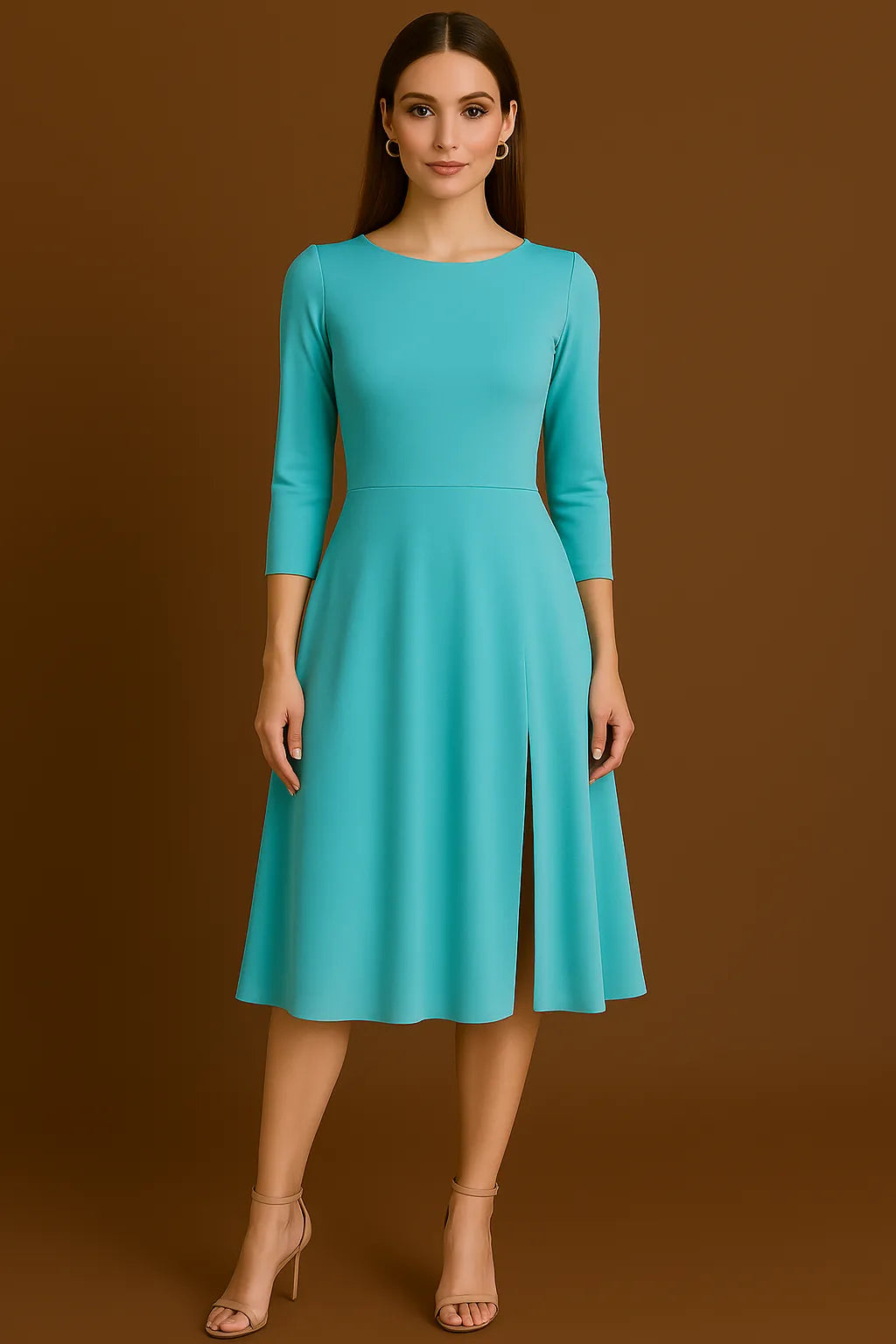 Exclusive stretch jersey tango dress with silk back insert