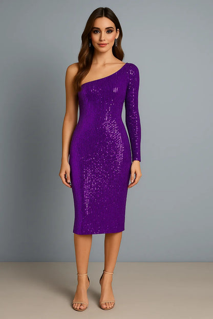 Dazzling sequin mesh tango dress with side slit
