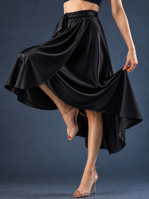 Satin Wrap Tango Skirt with Adjustable Ties