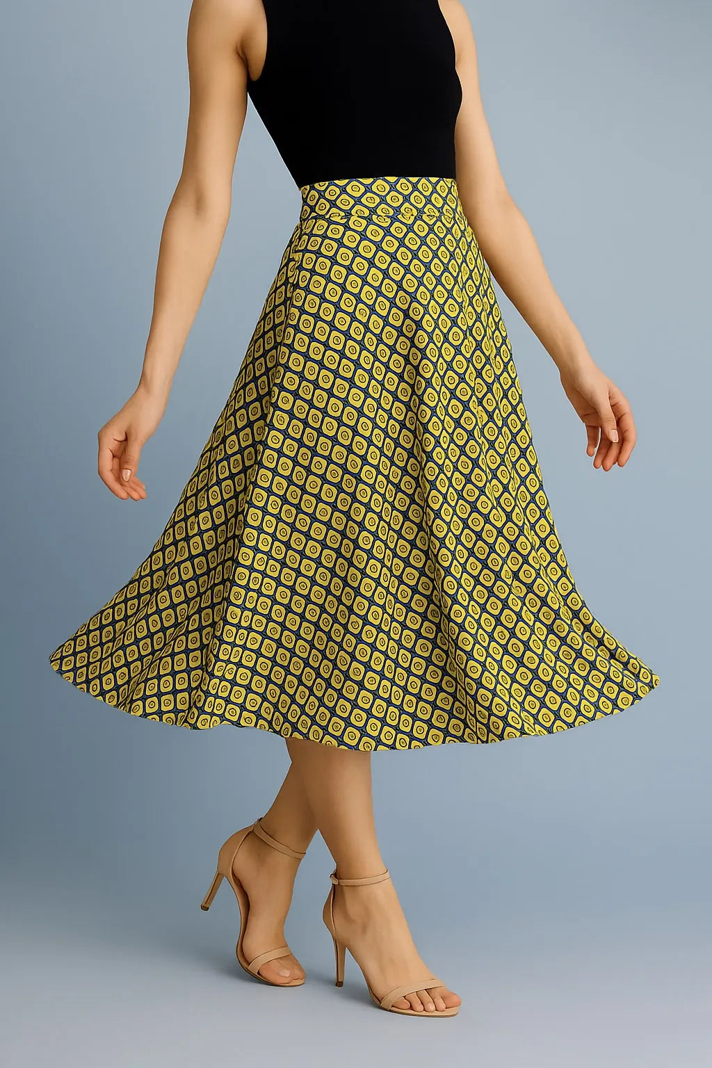 Graceful lightweight jersey tango skirt with flowing silhouette