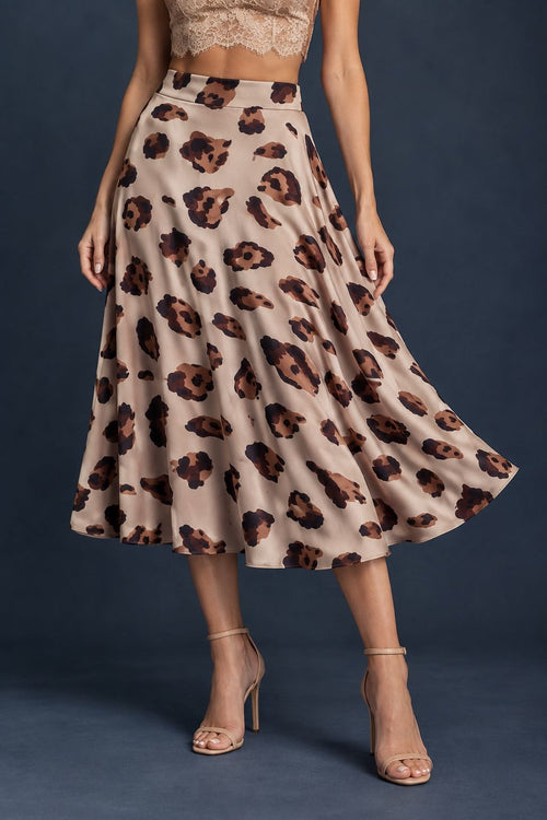 Beige Silky Jersey A-Line Tango Skirt