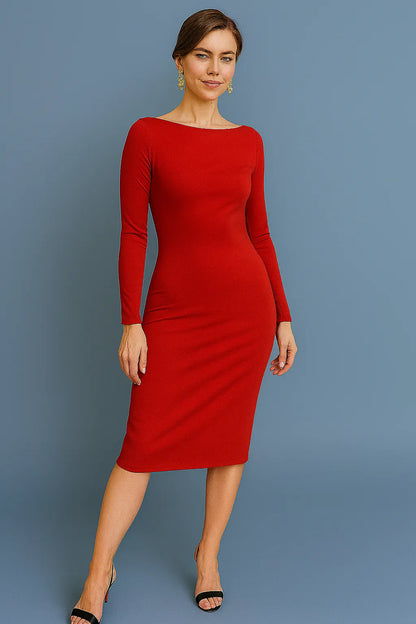 Elegant knit jersey tango dress with draped open back