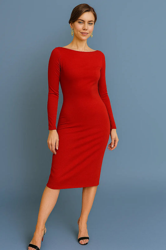 Elegant knit jersey tango dress with draped open back