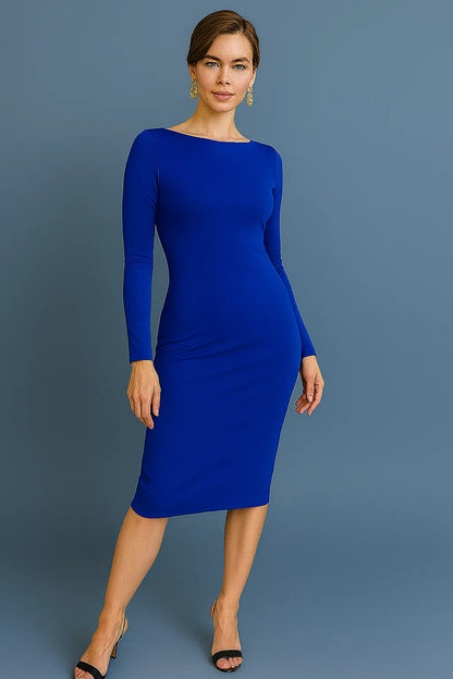 Elegant knit jersey tango dress with draped open back