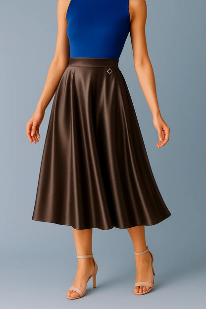 Elegant silky velvet tango skirt with waist accent