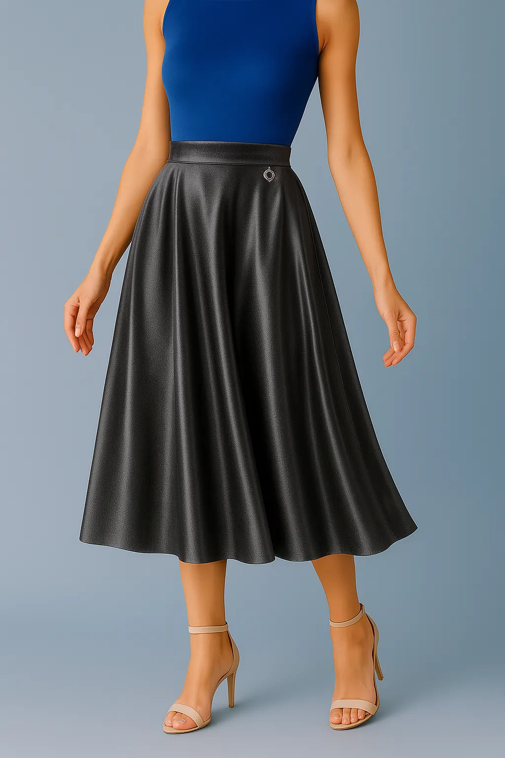 Elegant silky velvet tango skirt with waist accent
