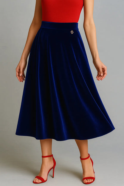 Elegant silky velvet tango skirt with waist accent
