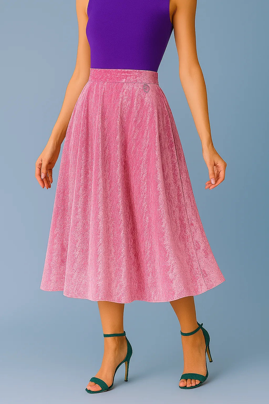 Elegant silky velvet tango skirt with waist accent