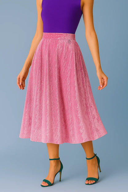Elegant silky velvet tango skirt with waist accent