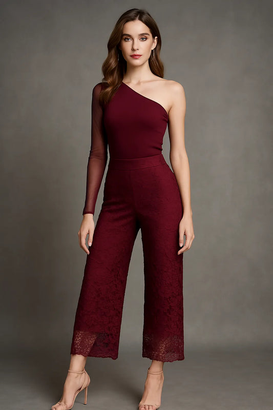 Pantalon élégant en dentelle avec doublure douce et silhouette fluide