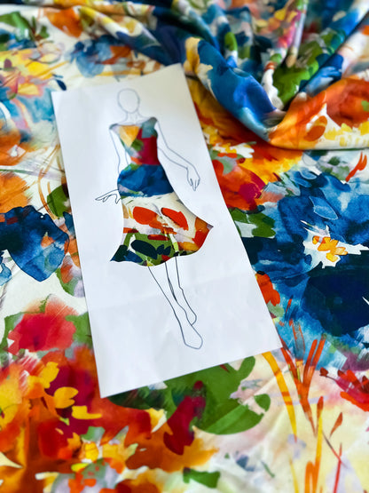 Unique printed viscose summer dress with open back