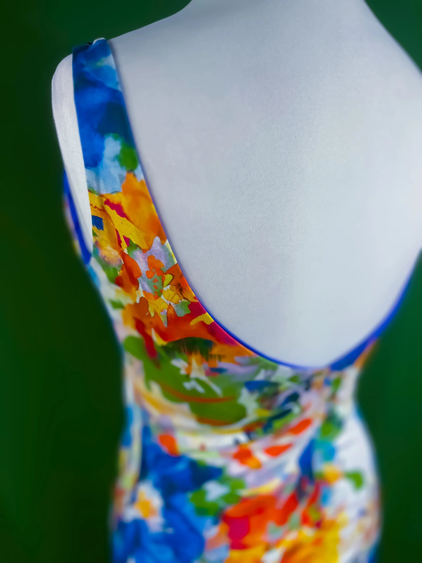Unique printed viscose summer dress with open back