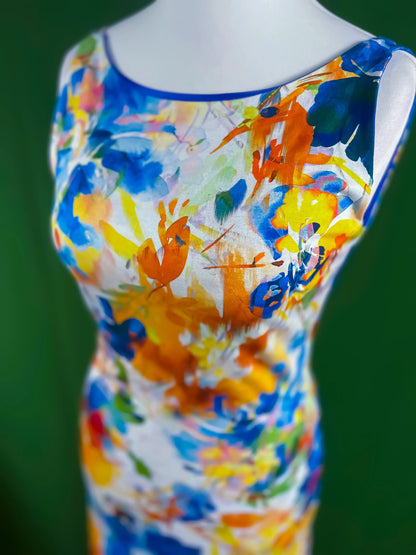 Unique printed viscose summer dress with open back