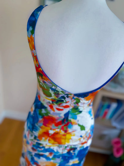 Aquarell-Druck Tango-Kleid mit offenem Rücken