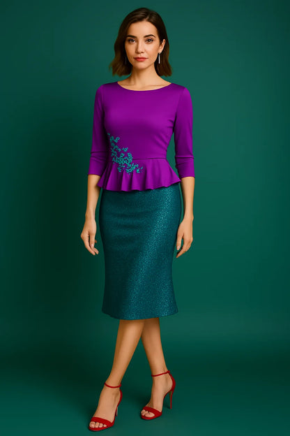 Jupe tango chic en jersey scintillant avec ourlet asymétrique