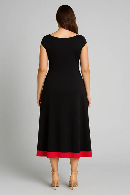 Refined black and red tango dress with sakura embroidery