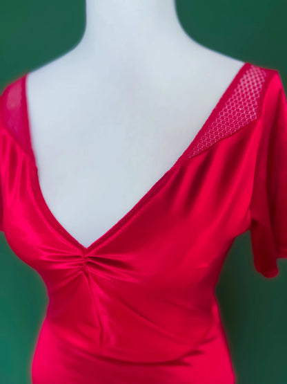 Silky velvet tango dress with sculpted neckline