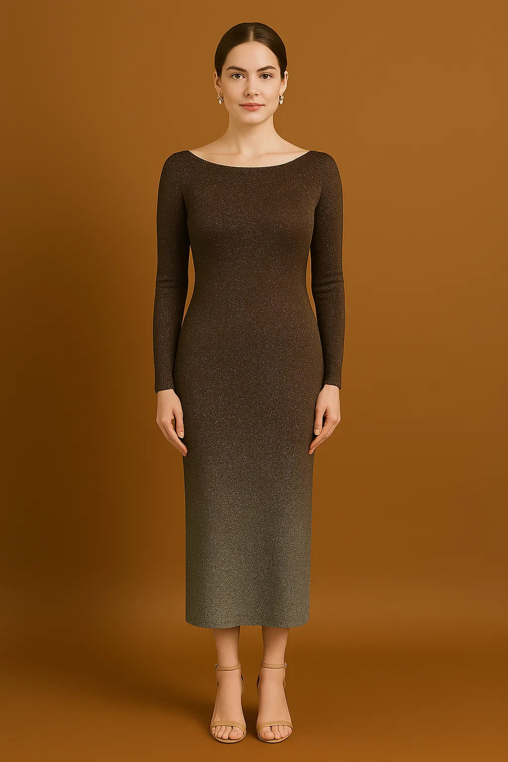 Elegant stretch jersey tango dress with back slit