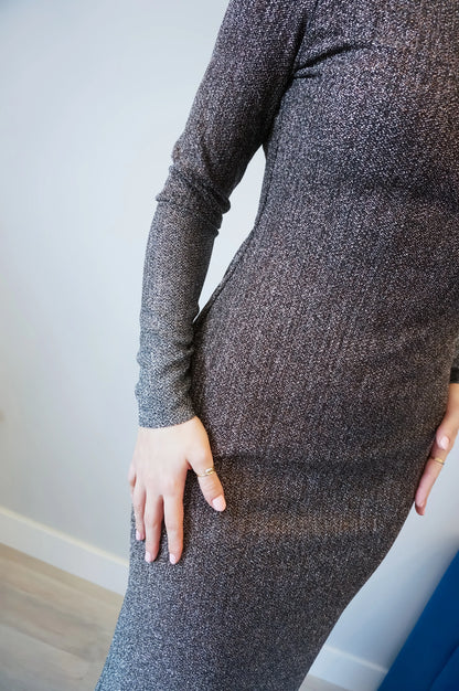 Elegant stretch jersey tango dress with back slit