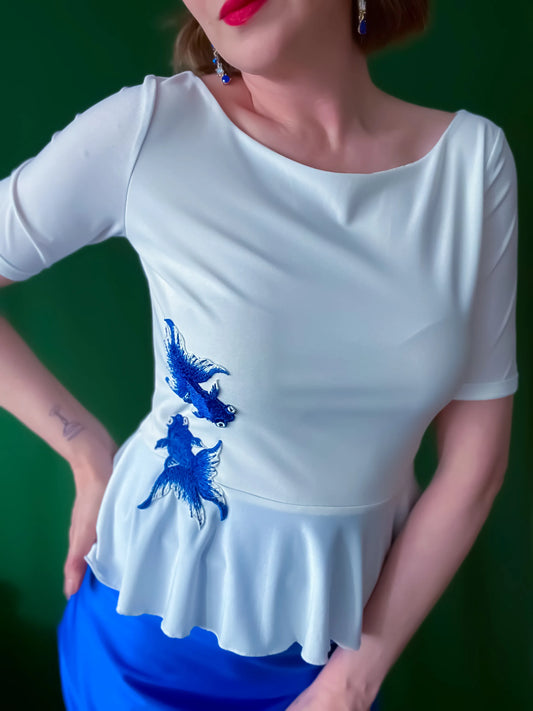 Exclusive peplum tango top in silky stretch jersey