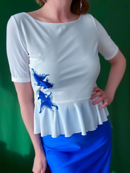 Exclusive peplum tango top in silky stretch jersey