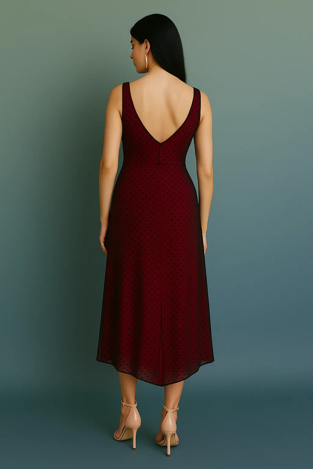 Graceful tango dress with slit and v-back