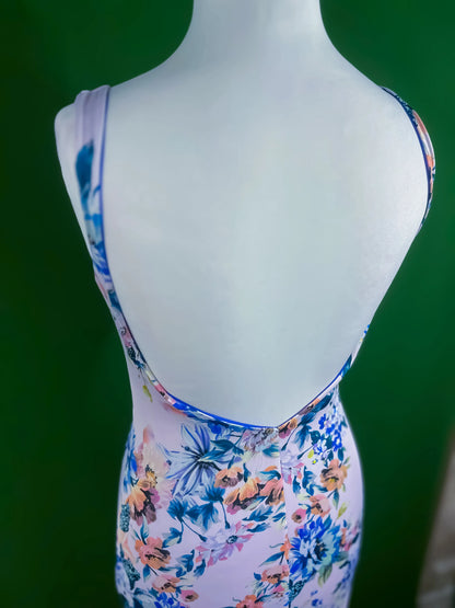 Feminine fitted tango dress with asymmetrical fishtail hem