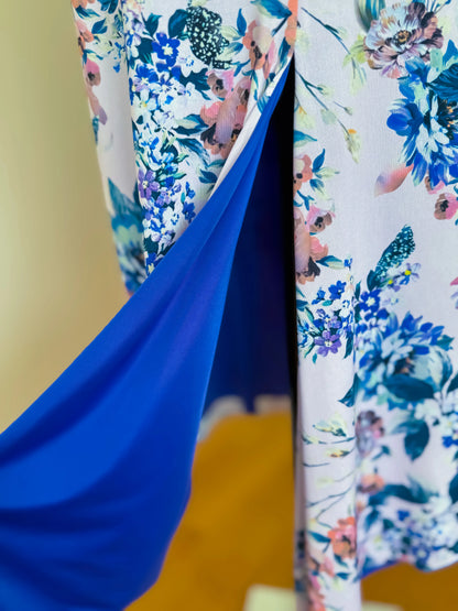 Floral Tango Dress with Open Back and Fishtail Hem