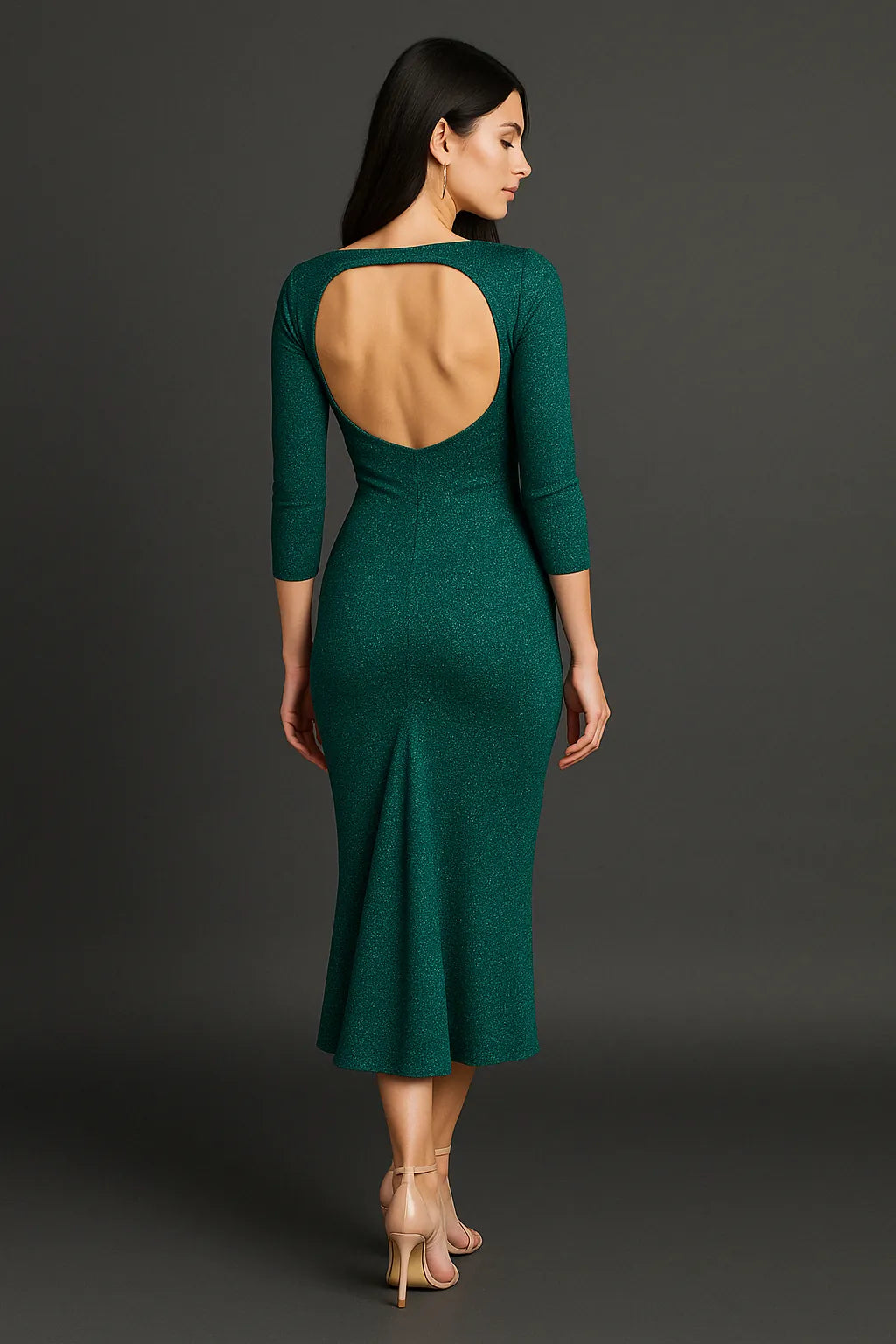 Shimmering tango dress with open bac