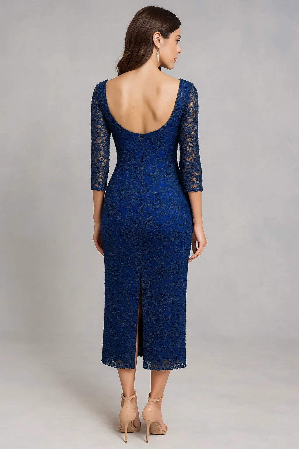 Navy lace tango dress with shimmering elegance L / Blue Navy lace tango dress with shimmering elegance L / Blue