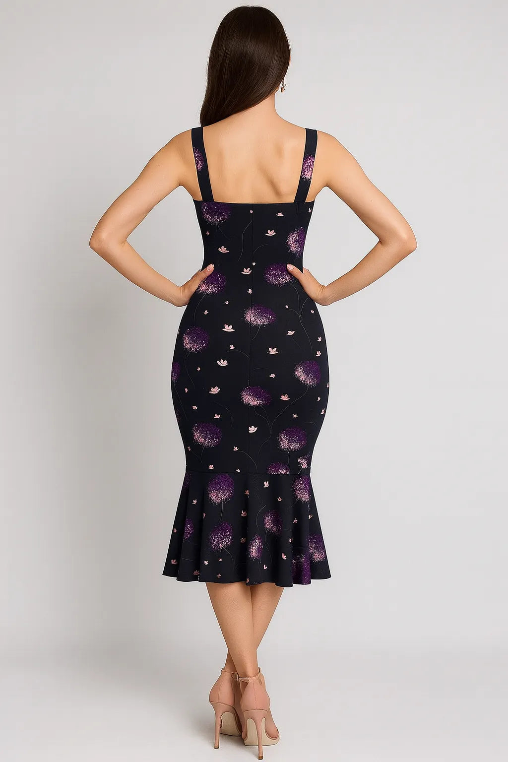 Black viscose tango dress with abstract animal print