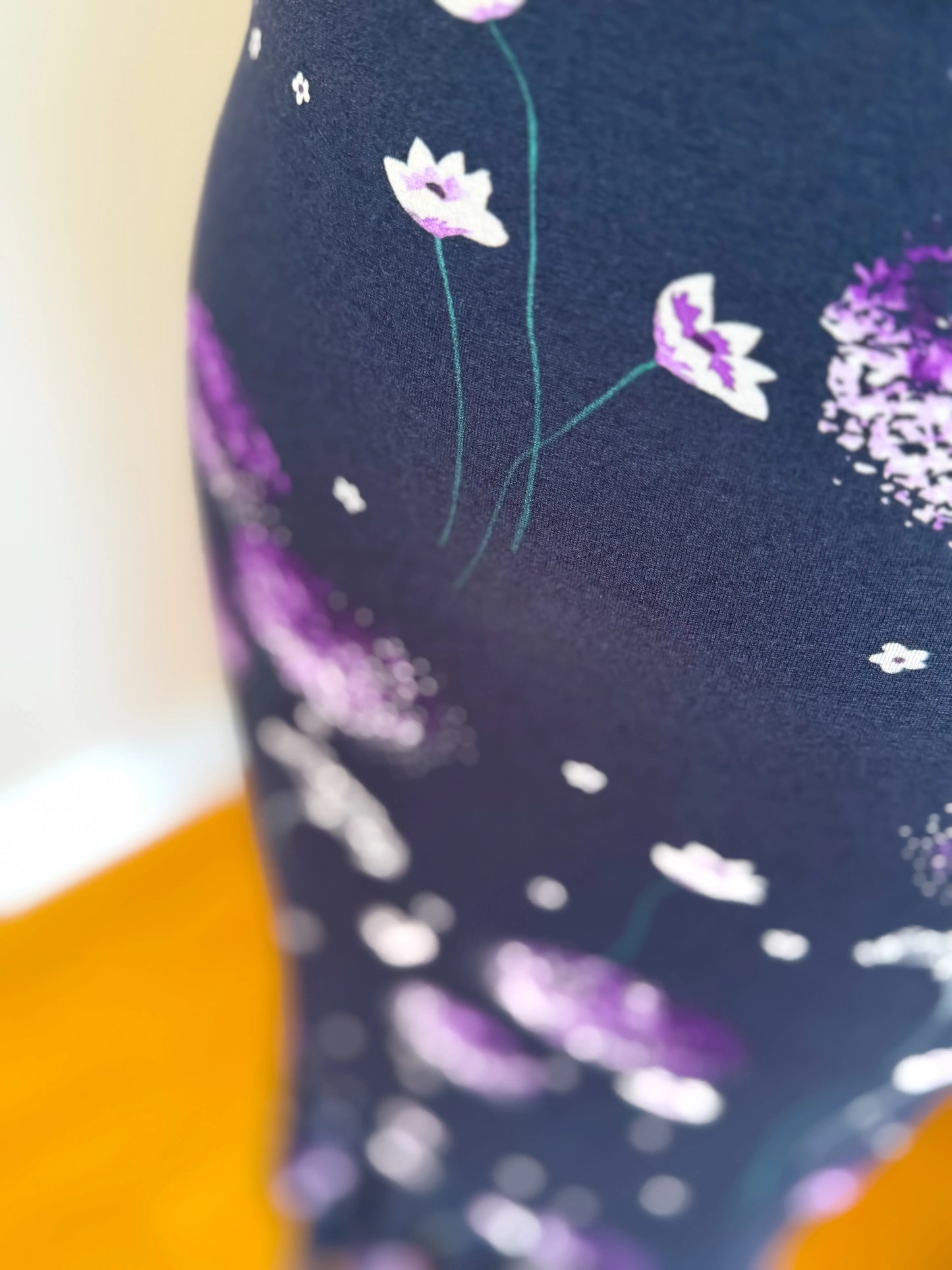 Midnight Floral Tango Dress with Flared Hem