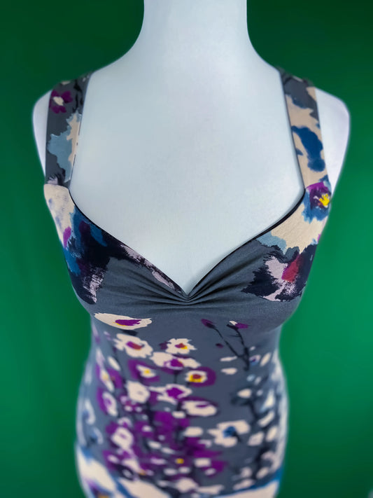 Feminine abstract print tango dress in soft viscose