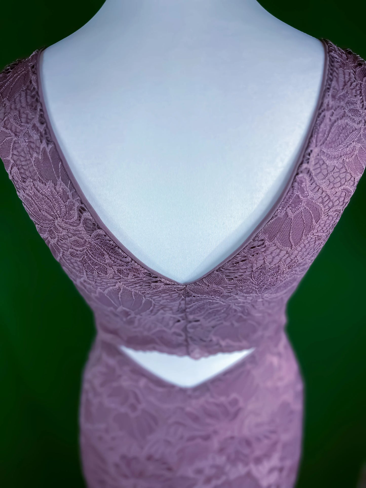 Elegant cocoa lace dress with deep V-back – limited edition