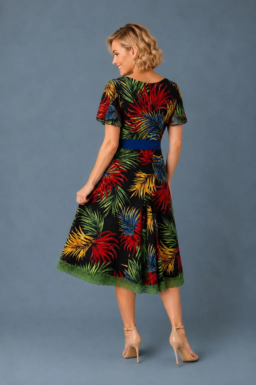Tropical Tango Dress with Lace Hem