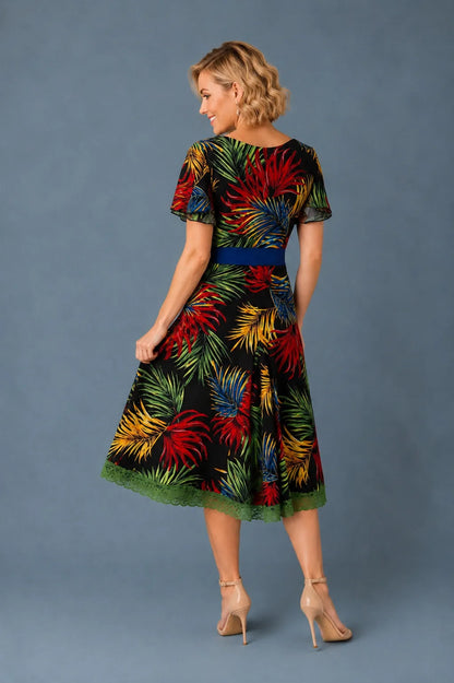 Tropical Tango Dress with Lace Hem