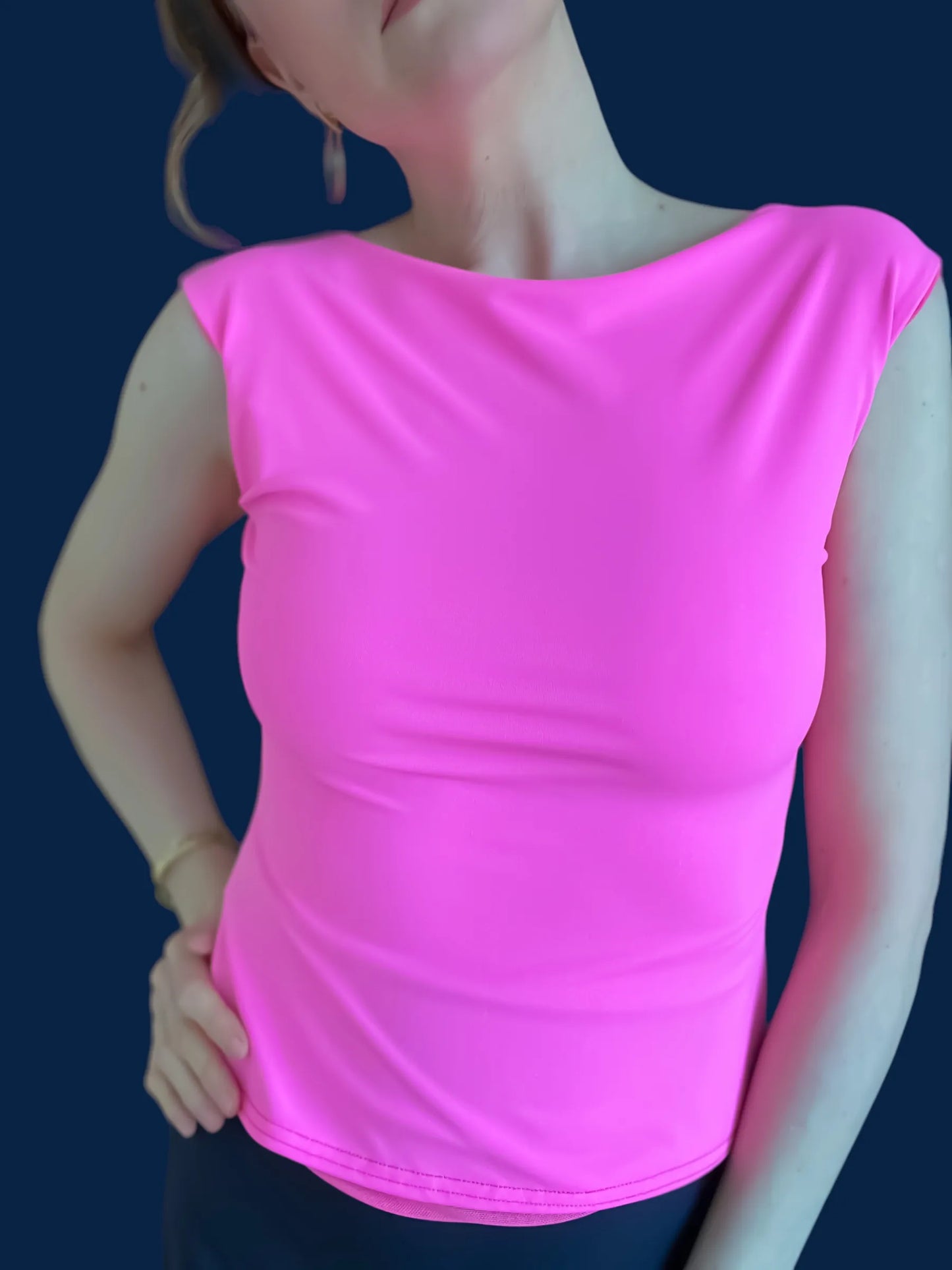 Versatile sleeveless tango top with closed shoulders