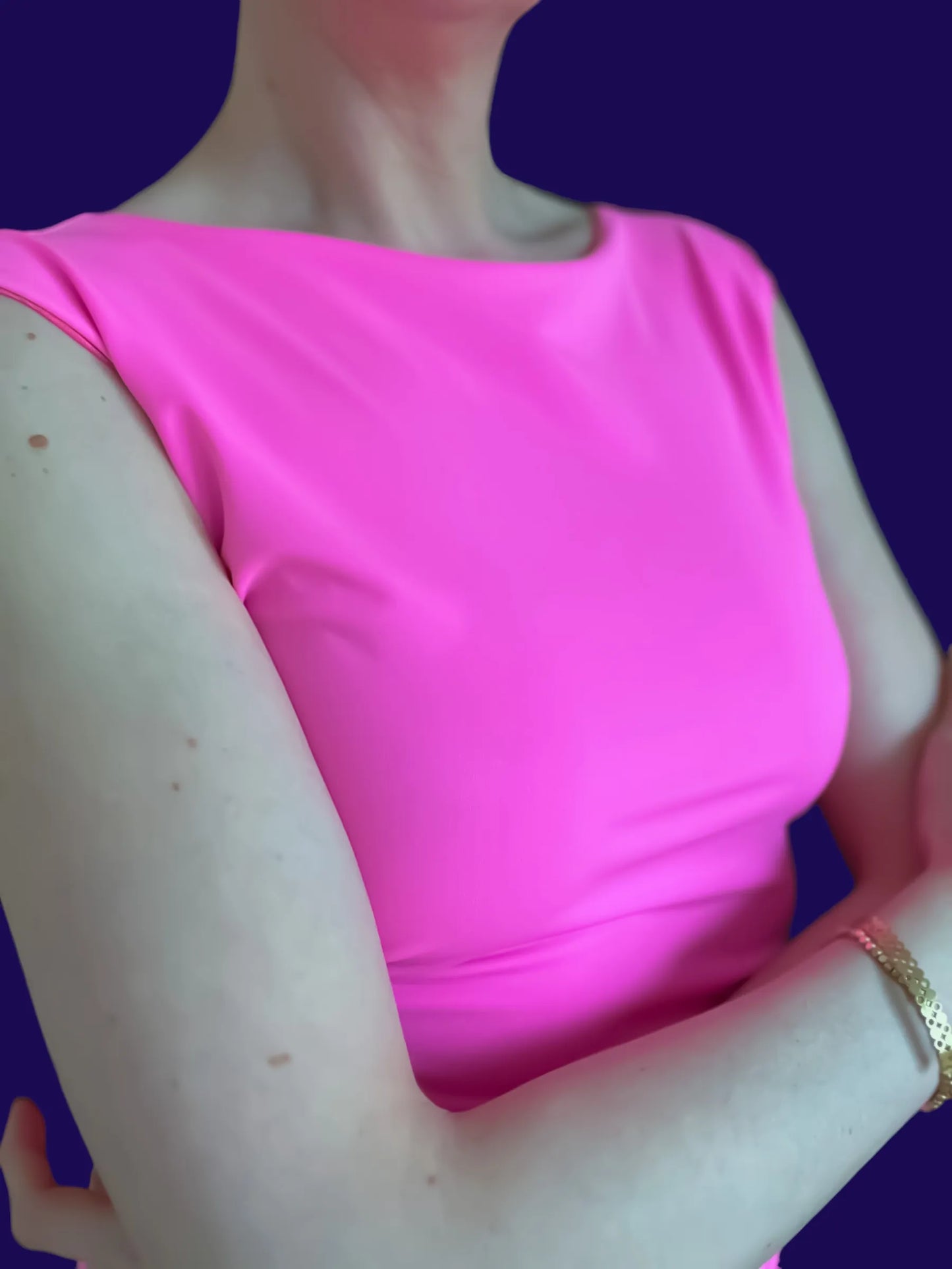 Versatile sleeveless tango top with closed shoulders