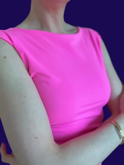 Versatile sleeveless tango top with closed shoulders